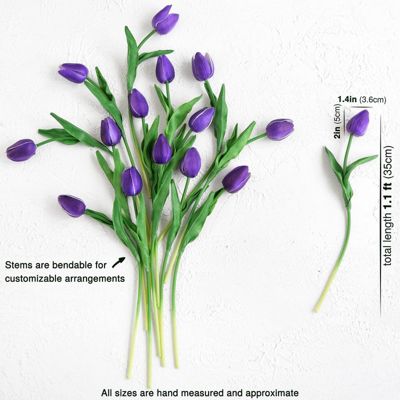 FiveSeasonStuff Real Touch Tulips Artificial Flowers â€“ 15 Stems Faux Tulip Bouquet in Gift Box for Wedding, Home Decor, Party, Floral Arrangements (Sweet Plum Purple) - Image 3